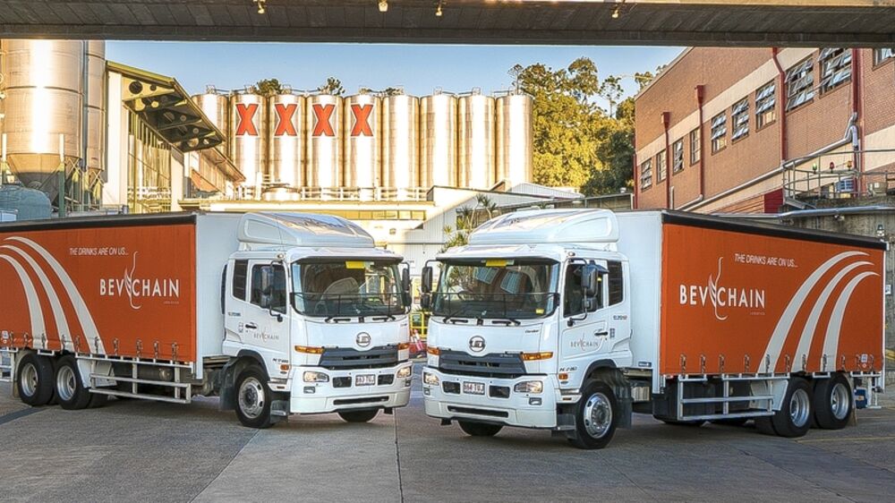 BevChain delivery vehicles at a distribution centre