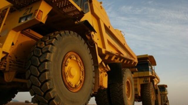 A haul truck at a mine site