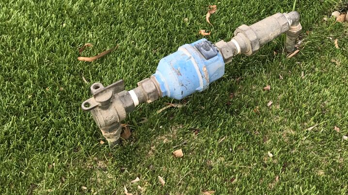 A 20mm water meter assembly