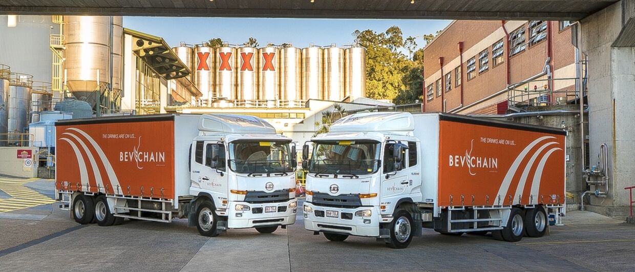 BevChain delivery vehicles at a distribution centre